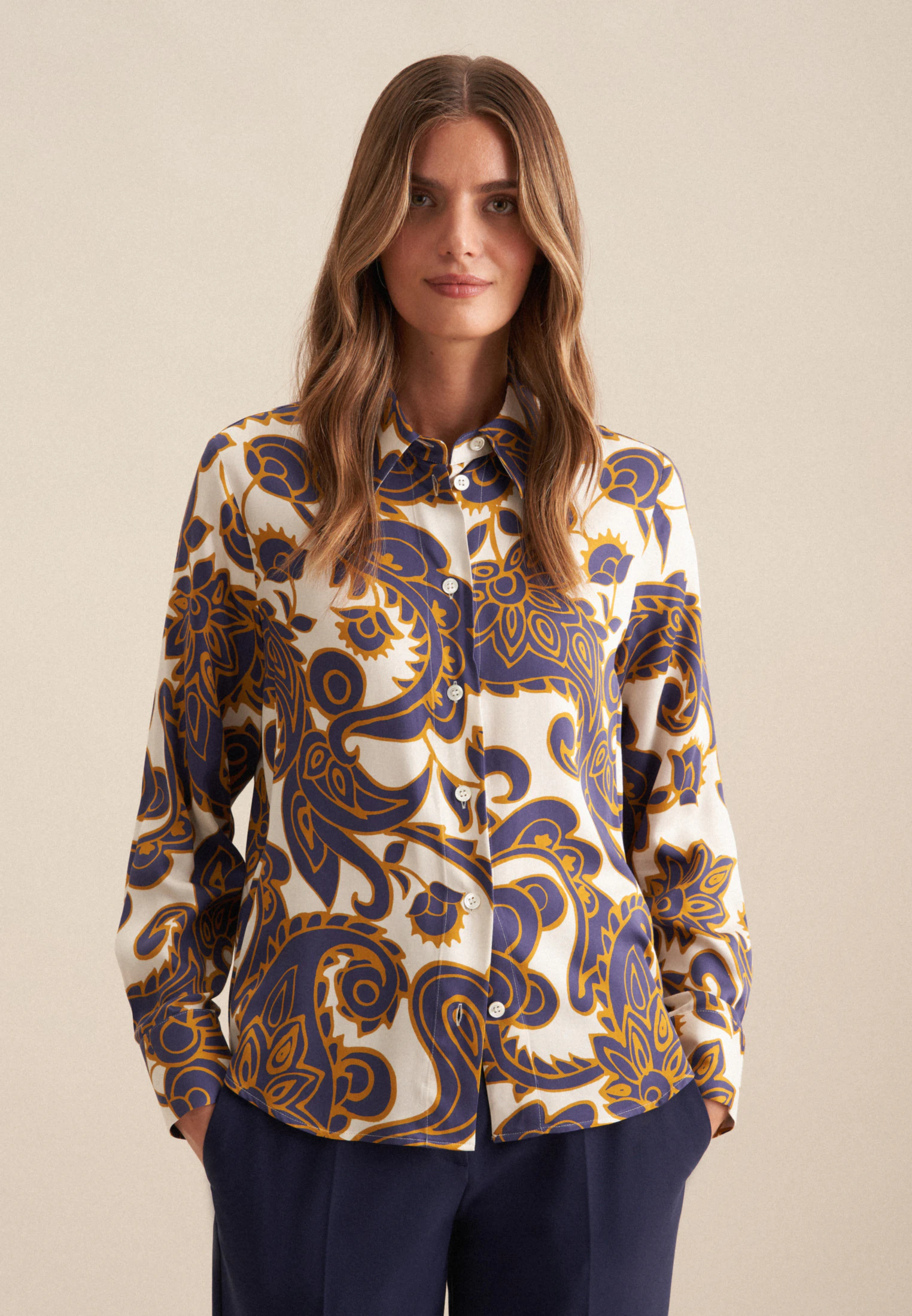 Hemdbluse Paisley Blau