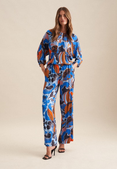 Regular Pantalon Floral in Bleu Moyen |  Seidensticker Onlineshop
