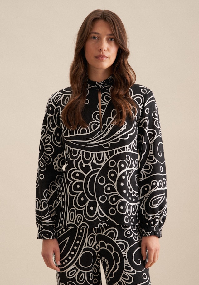 Stehkragenbluse Paisley in Schwarz | Seidensticker Onlineshop