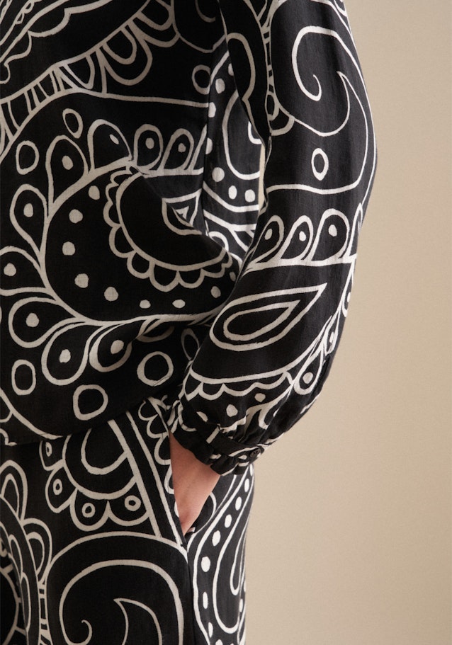 Stehkragenbluse Paisley in Schwarz | Seidensticker Onlineshop
