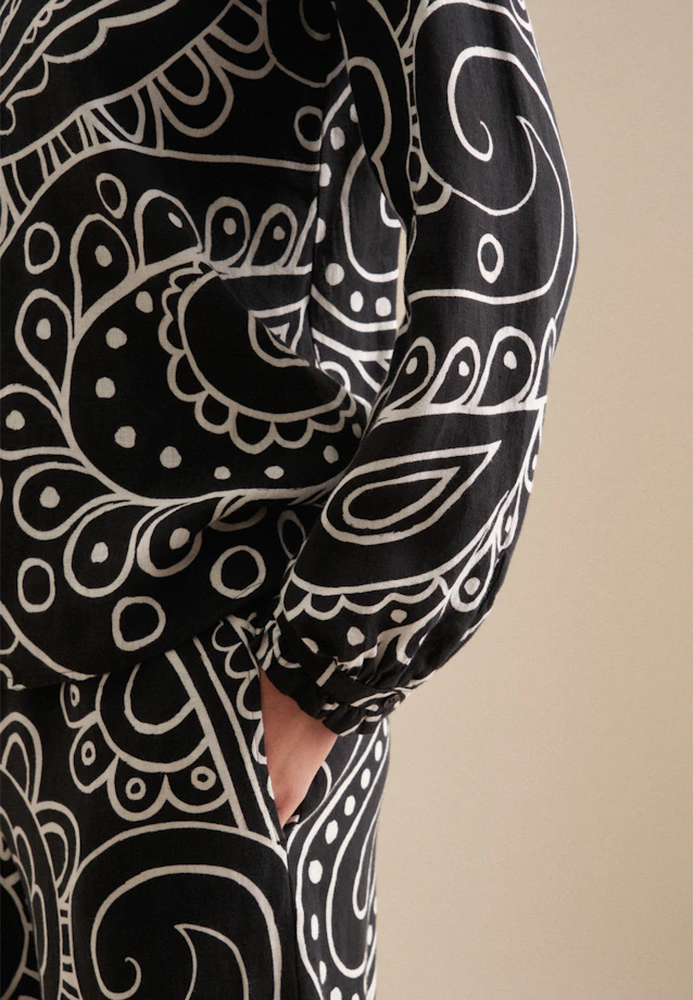 Chemisier à col montant Paisley in Noir |  Seidensticker Onlineshop