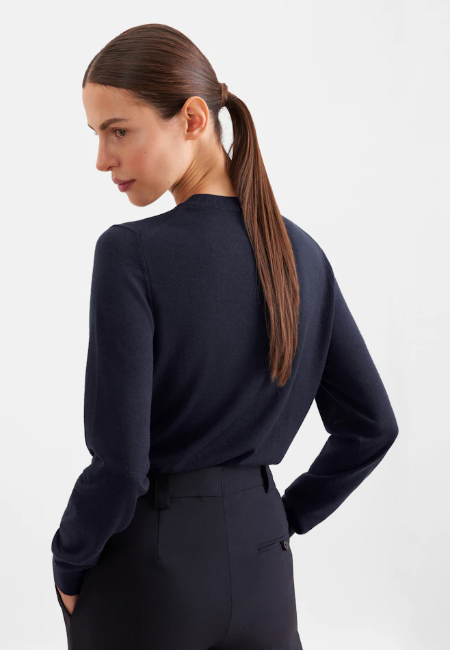 Leichter Strick Cardigan aus Wolle und Seide in Dunkelblau | Seidensticker Onlineshop