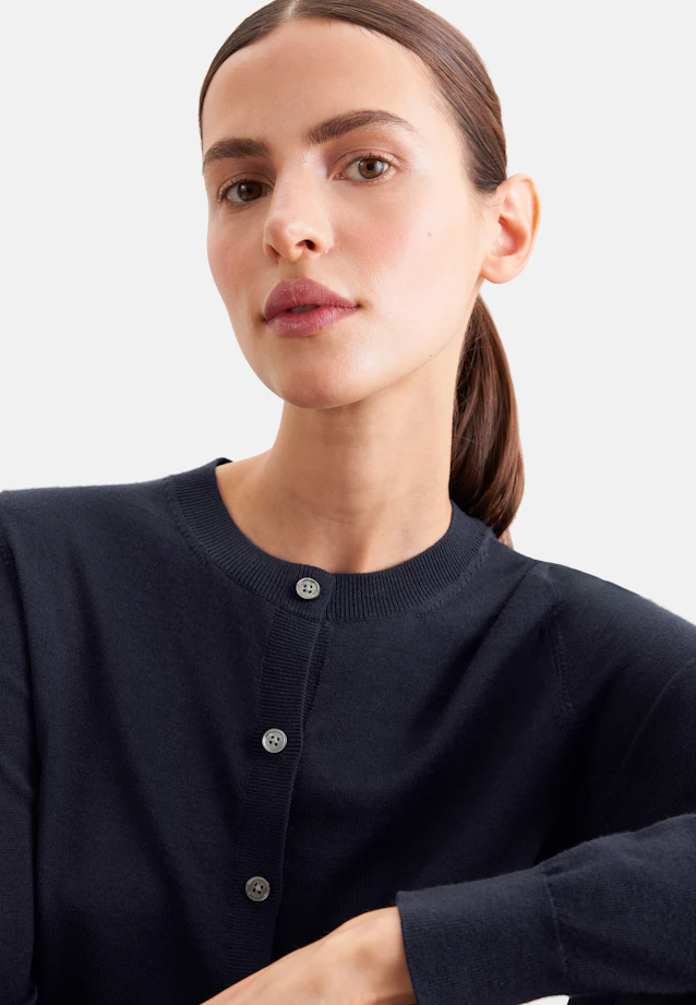 Leichter Strick Cardigan aus Wolle und Seide in Dunkelblau |  Seidensticker Onlineshop