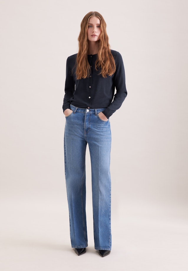 Cardigan léger en laine et soie in Bleu Foncé |  Seidensticker Onlineshop