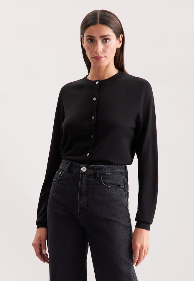 Leichter Strick Cardigan aus Wolle und Seide in Schwarz | Seidensticker Onlineshop