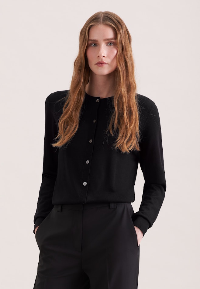 Leichter Strick Cardigan aus Wolle und Seide in Schwarz | Seidensticker Onlineshop