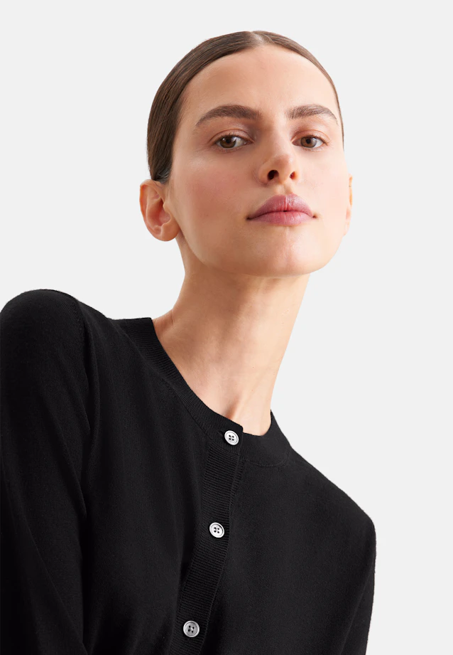 Leichter Strick Cardigan aus Wolle und Seide in Schwarz |  Seidensticker Onlineshop