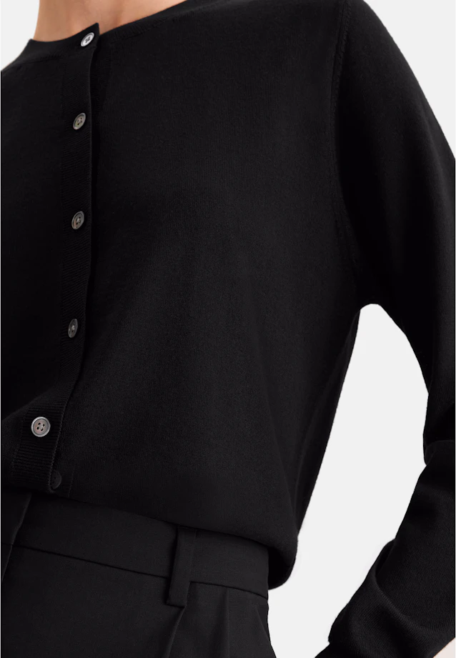 Leichter Strick Cardigan aus Wolle und Seide in Schwarz |  Seidensticker Onlineshop