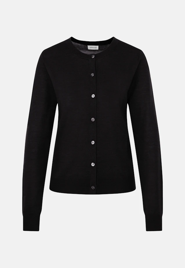 Leichter Strick Cardigan aus Wolle und Seide in Schwarz |  Seidensticker Onlineshop