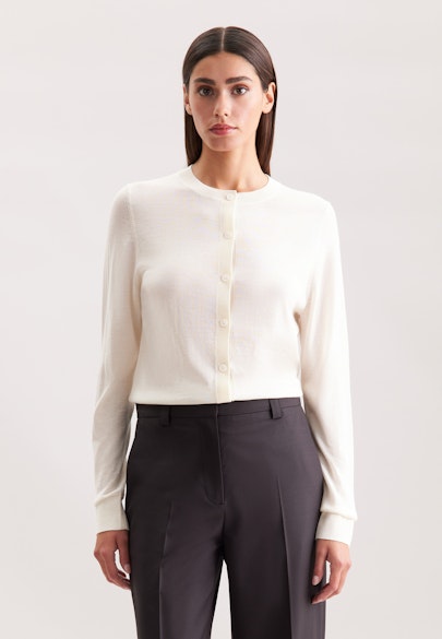 Leichter Strick Cardigan aus Wolle und Seide in Ecru |  Seidensticker Onlineshop