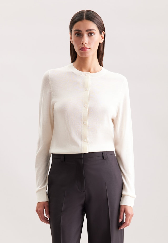 Leichter Strick Cardigan aus Wolle und Seide in Ecru |  Seidensticker Onlineshop