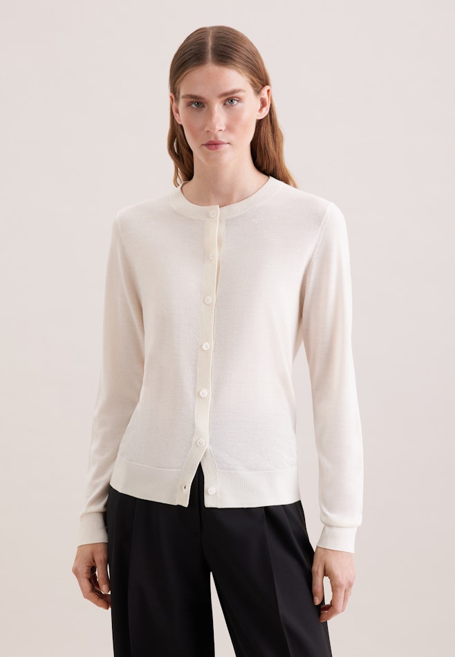 Cardigan léger en laine et soie dans Ecru | Boutique en ligne Seidensticker