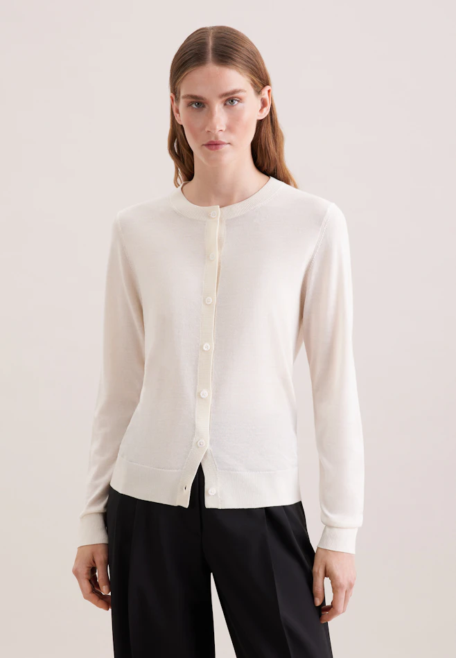 Leichter Strick Cardigan aus Wolle und Seide in Offwhite | Seidensticker Onlineshop