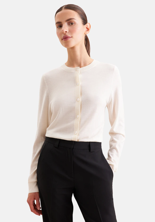 Leichter Strick Cardigan aus Wolle und Seide in Ecru | Seidensticker Onlineshop