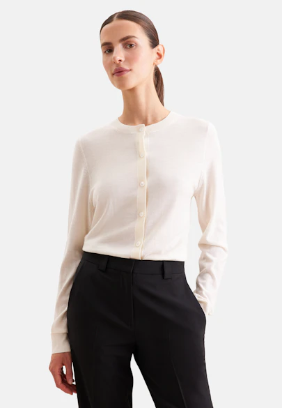 Leichter Strick Cardigan aus Wolle und Seide in Ecru |  Seidensticker Onlineshop