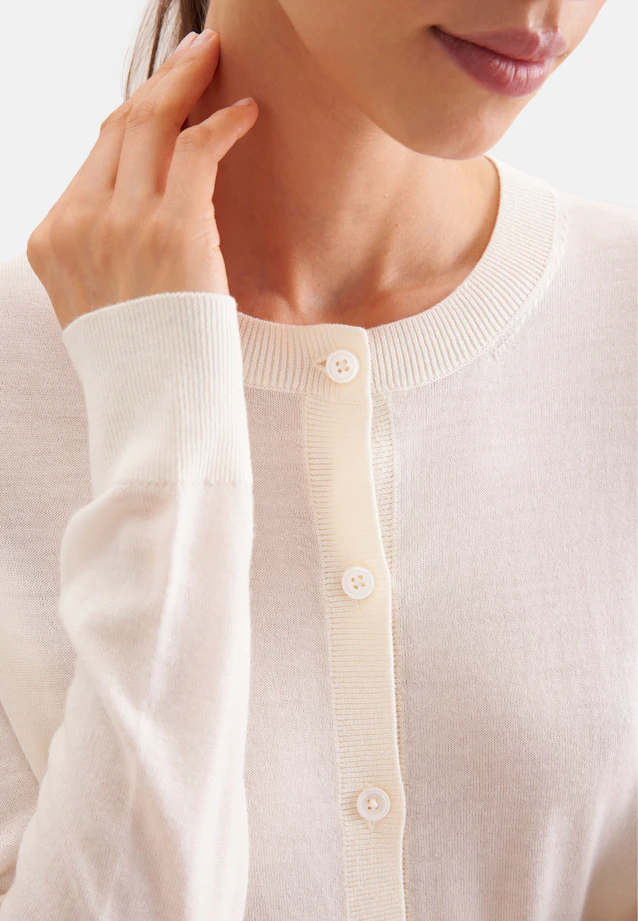 Leichter Strick Cardigan aus Wolle und Seide in Ecru |  Seidensticker Onlineshop