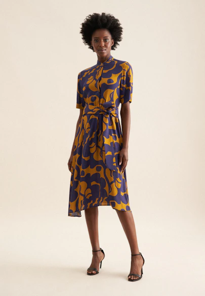 Kleid Geometrische Muster in Gelb |  Seidensticker Onlineshop