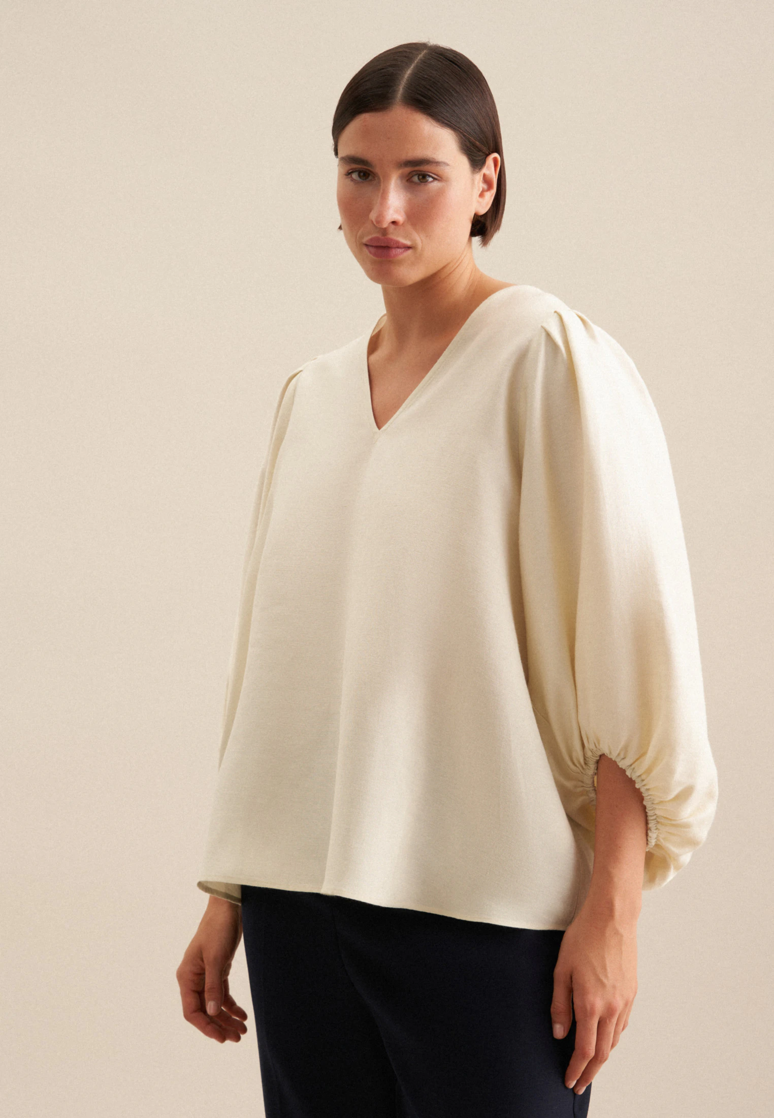 Shirtbluse Uni Ecru