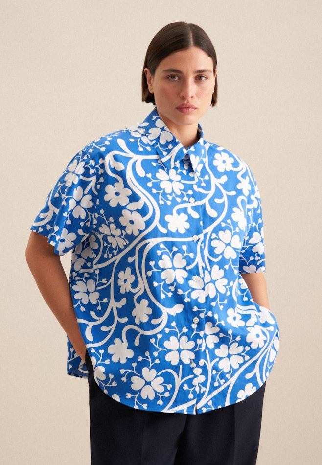 Hemdbluse Druck in Mittelblau | Seidensticker Onlineshop