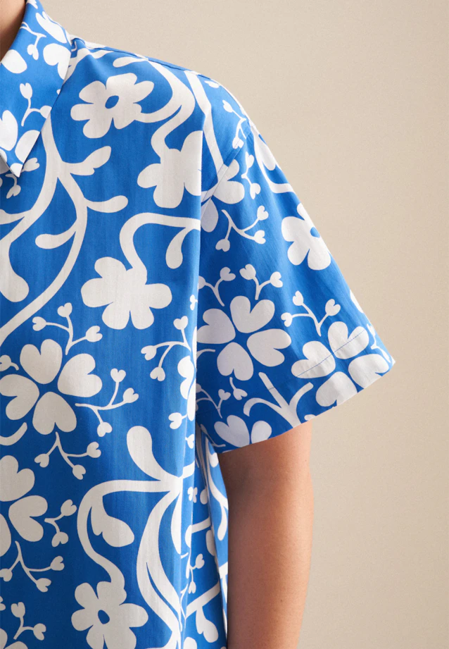 Hemdbluse Druck in Mittelblau |  Seidensticker Onlineshop