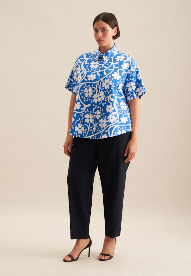 Hemdbluse Druck in Mittelblau |  Seidensticker Onlineshop