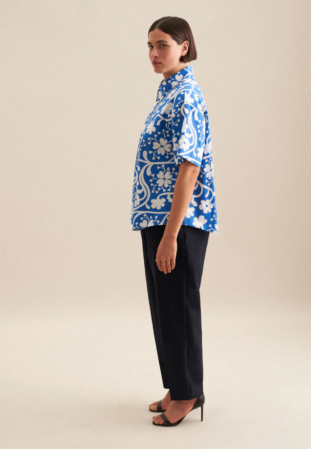 Hemdbluse Druck in Mittelblau |  Seidensticker Onlineshop