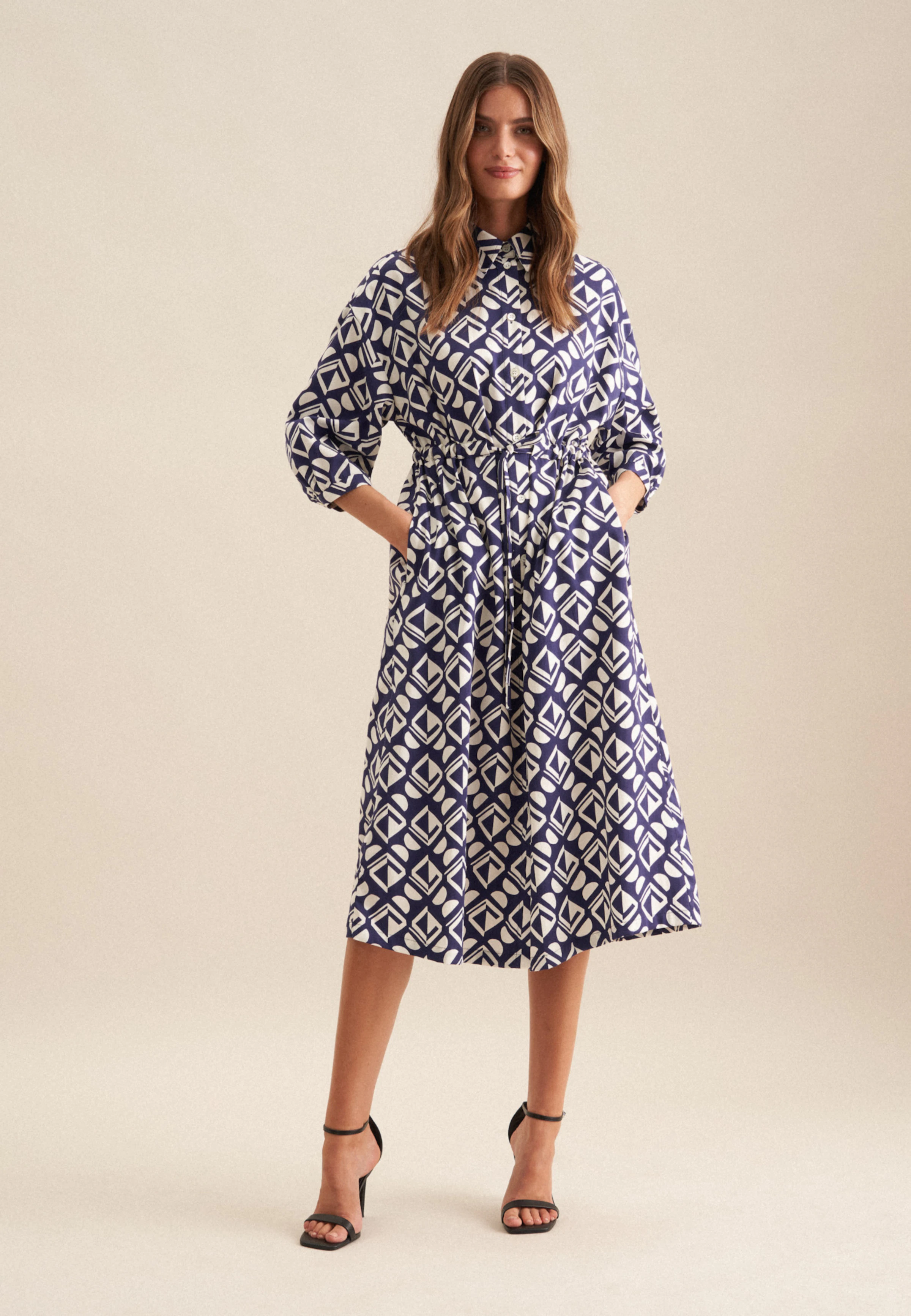 geometric design dresses Pinch Geometric Maxi Dress ORANGE S