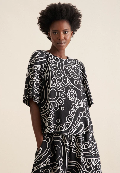 Shirtbluse Paisley in Schwarz |  Seidensticker Onlineshop