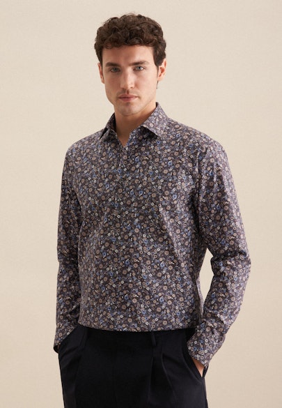 Regular Business shirt Floral in Brown |  Seidensticker Onlineshop