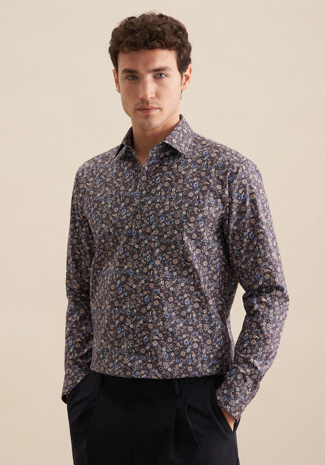 Regular Chemise d'affaires Floral dans Marron | Boutique en ligne Seidensticker