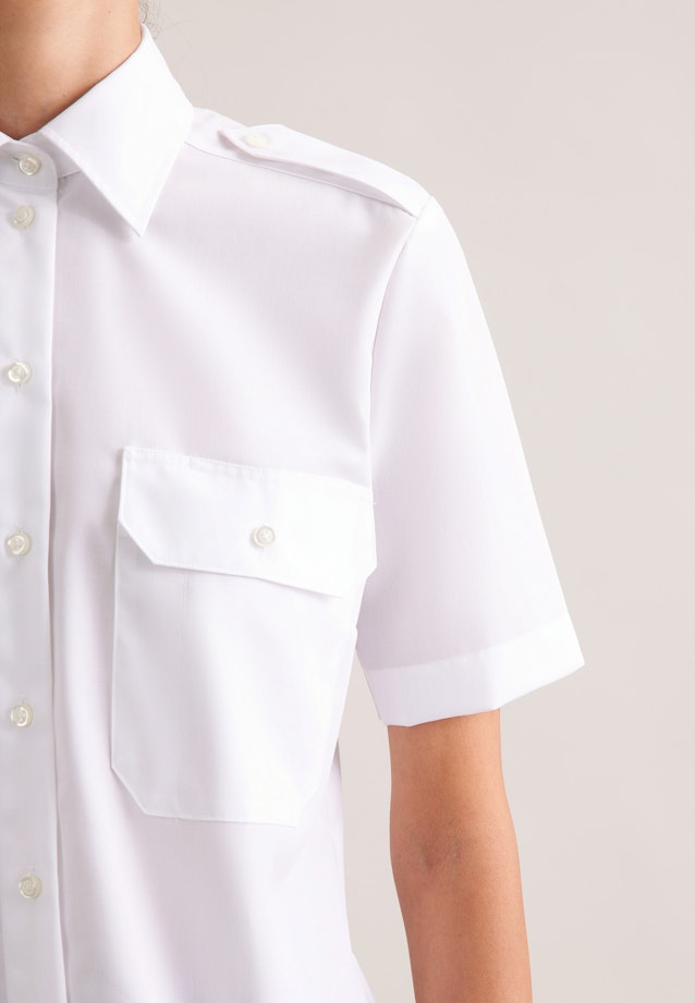 Slim Pilotenbluse Uni in Weiß |  Seidensticker Onlineshop