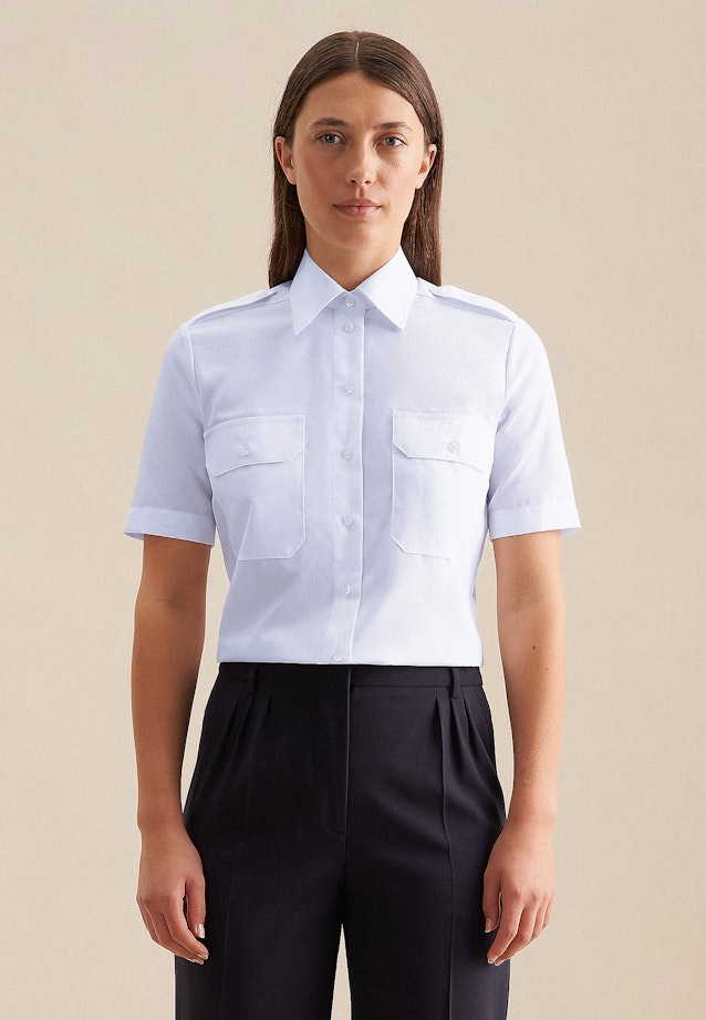 Chemisier chemise Uni in Bleu Moyen |  Seidensticker Onlineshop