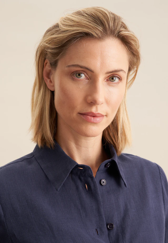 Chemisier chemise Uni in Bleu Foncé |  Seidensticker Onlineshop