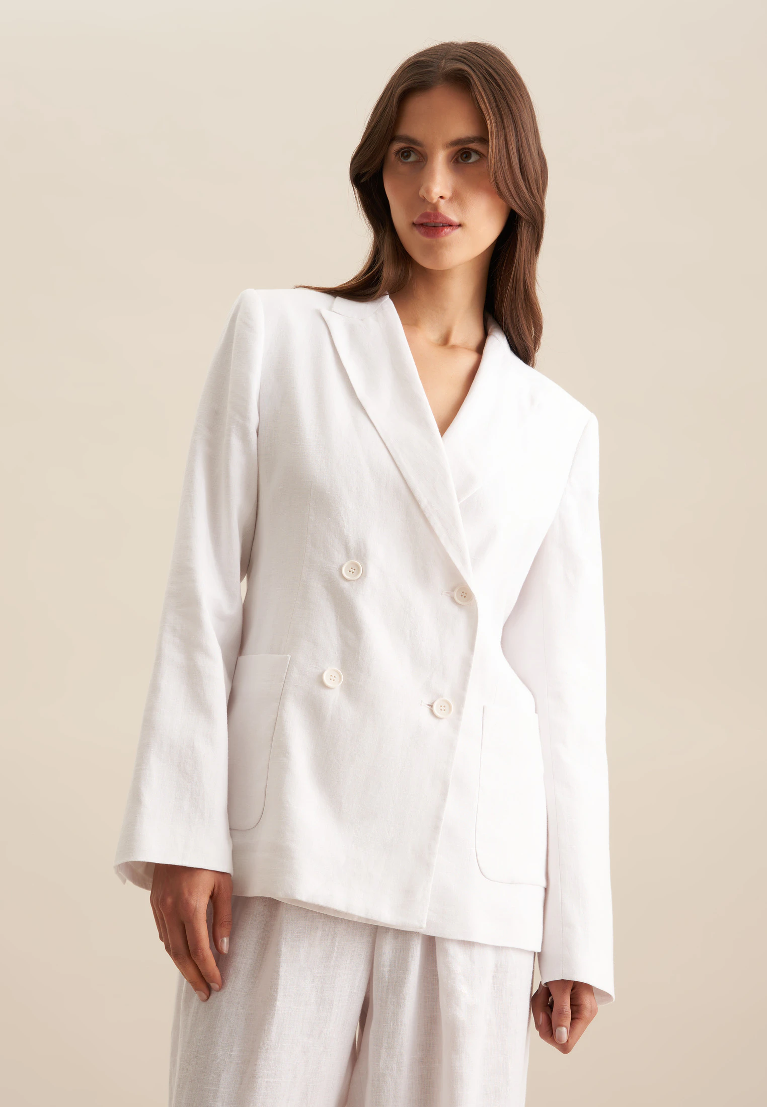 Regular Blazer Uni Weiß