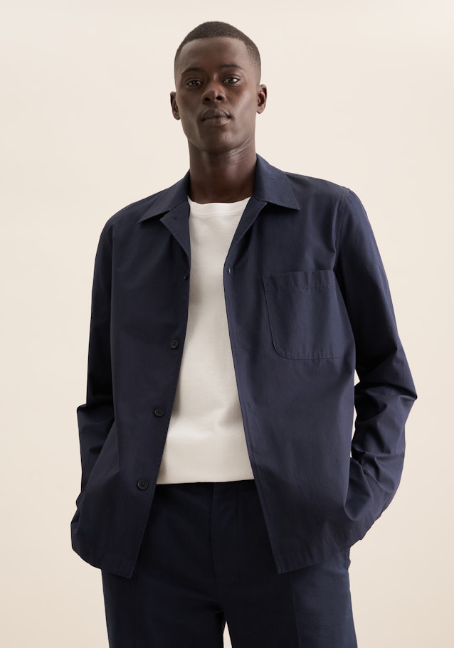 Regular Surchemise Uni in Bleu Foncé | Seidensticker Onlineshop