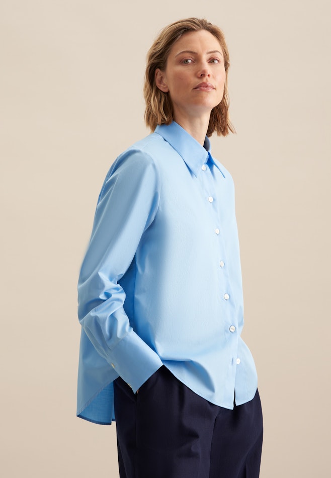 Collar Shirt Blouse in Medium Blue | Seidensticker online shop