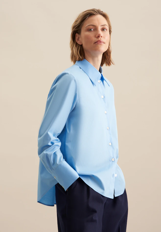 Hemdbluse Uni in Mittelblau | Seidensticker Onlineshop