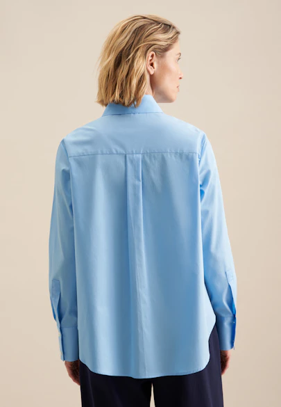 Chemisier chemise Uni in Bleu Moyen |  Seidensticker Onlineshop