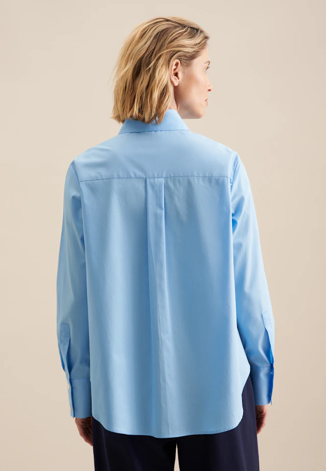 Chemisier chemise Uni in Bleu Moyen |  Seidensticker Onlineshop