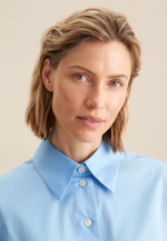 Chemisier chemise Uni in Bleu Moyen |  Seidensticker Onlineshop