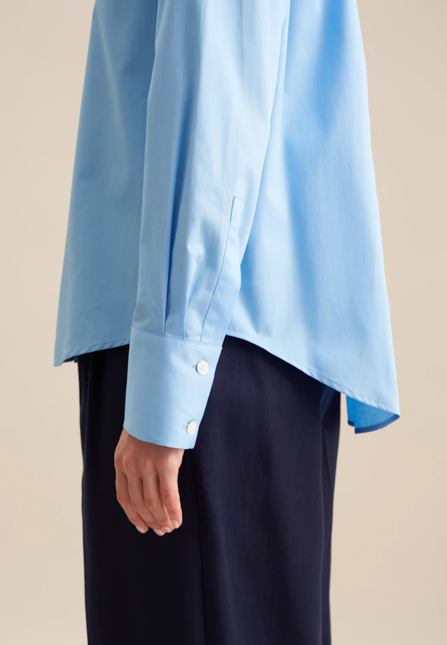 Chemisier chemise Uni in Bleu Moyen |  Seidensticker Onlineshop