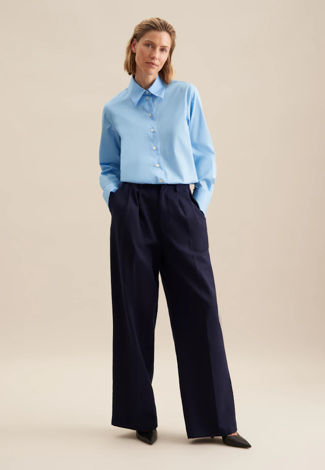 Chemisier chemise Uni in Bleu Moyen |  Seidensticker Onlineshop