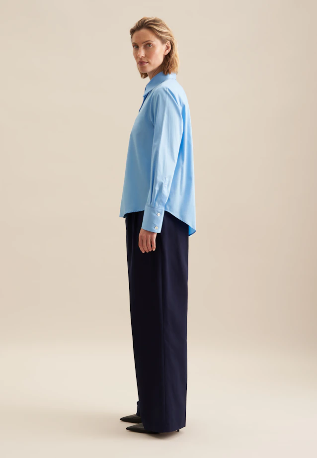 Chemisier chemise Uni in Bleu Moyen |  Seidensticker Onlineshop
