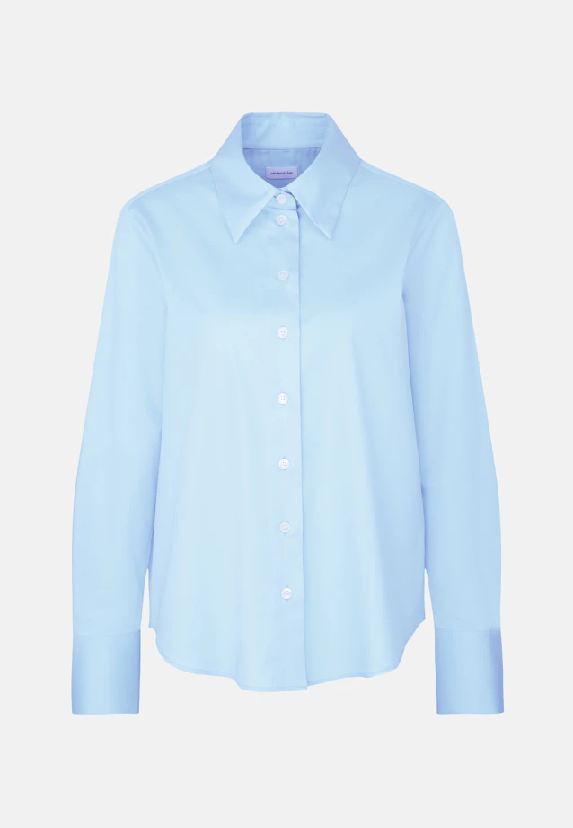 Chemisier chemise Uni in Bleu Moyen |  Seidensticker Onlineshop