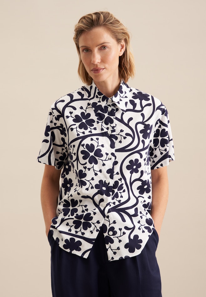 Hemdbluse Druck in Dunkelblau | Seidensticker Onlineshop