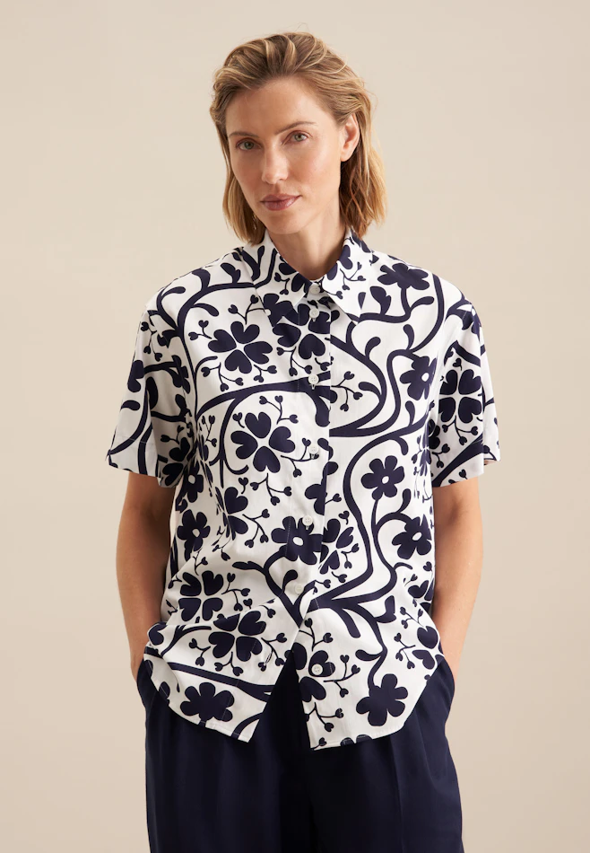 Chemisier chemise Imprimé dans Bleu Foncé | Boutique en ligne Seidensticker