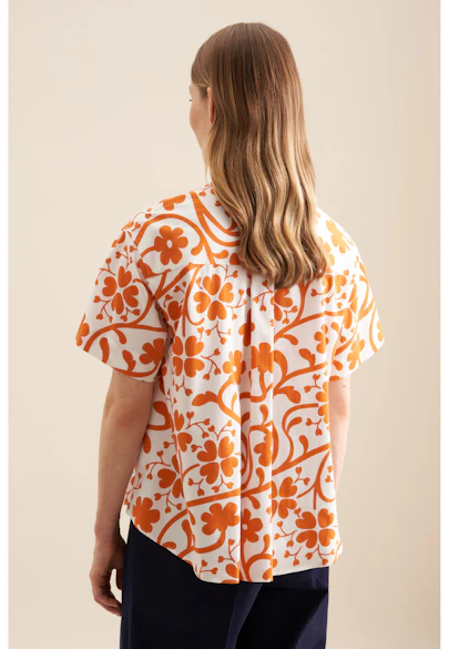 Hemdbluse Druck in Orange |  Seidensticker Onlineshop