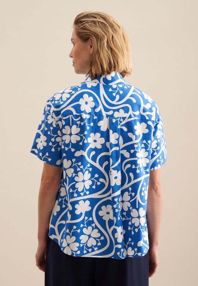 Hemdbluse Druck in Mittelblau | Seidensticker Onlineshop