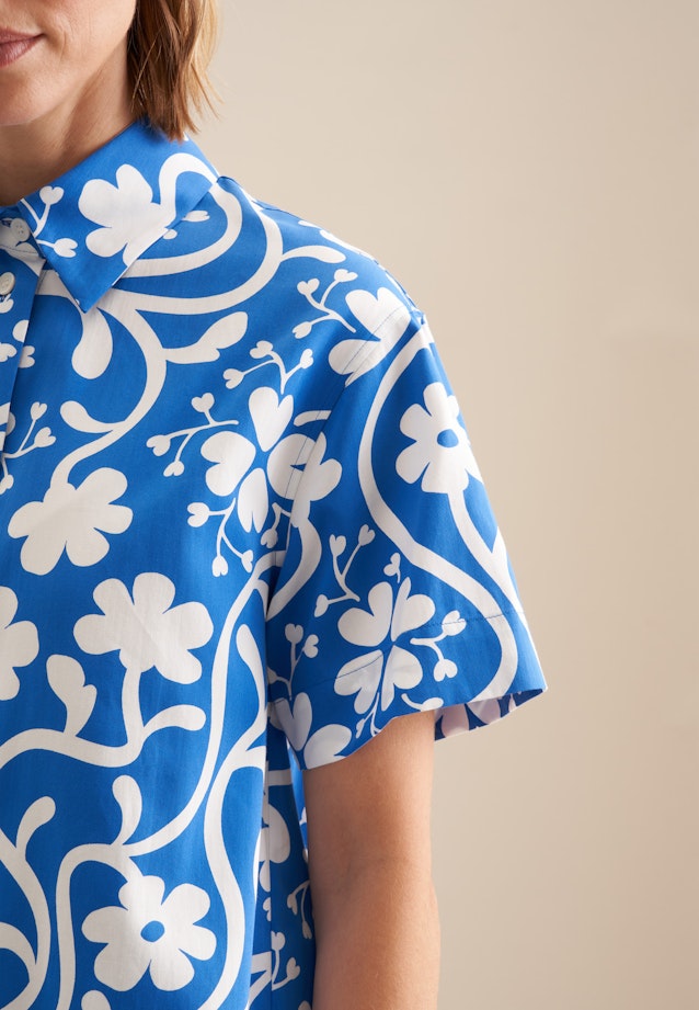 Hemdbluse Druck in Mittelblau |  Seidensticker Onlineshop