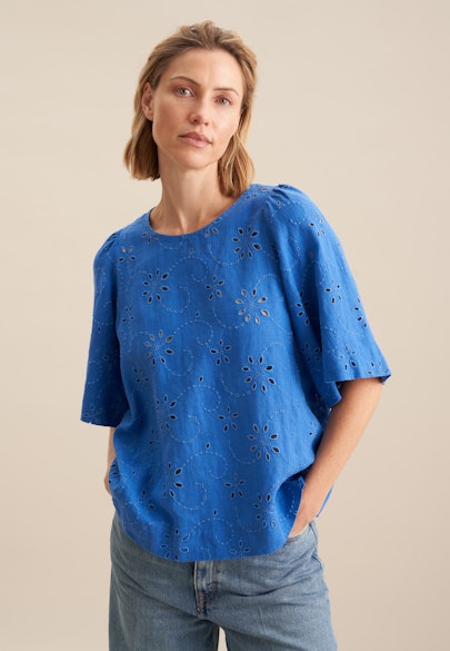 Shirt Blouse Embroidery in Medium Blue |  Seidensticker Onlineshop